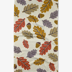 Geometry Retro Leaves Tea Towel