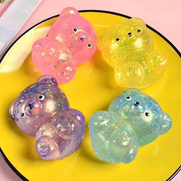 Cartoon Sequin Bear Squishy Toy