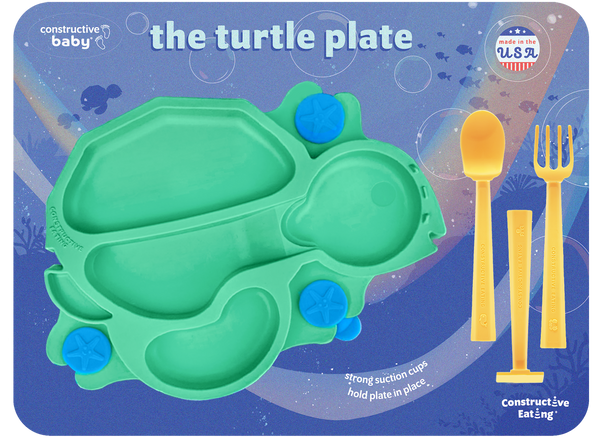 Turtle Suction Plate and Training Utensils: Green Turtle Plate