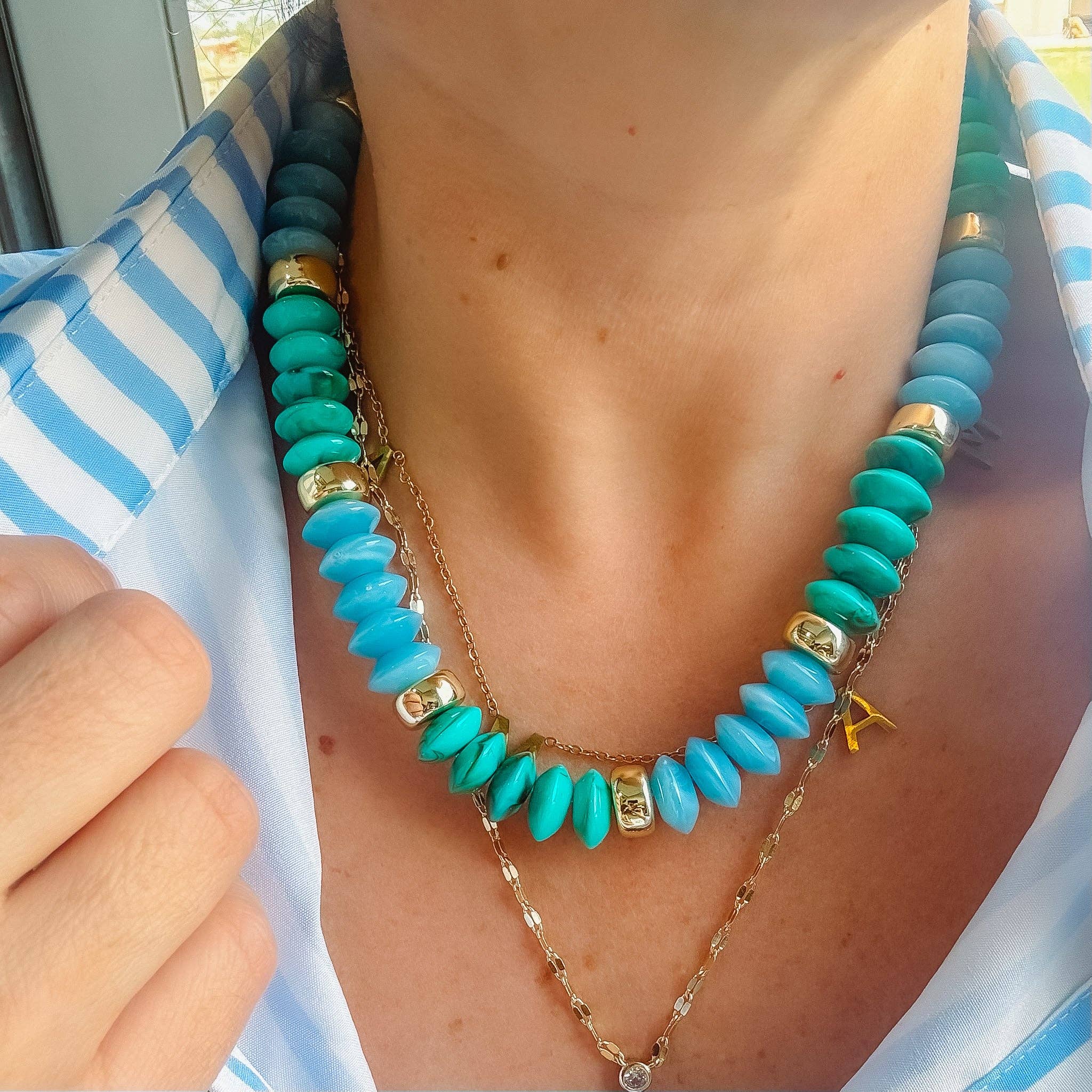 Turquoise Day Dream Beaded Necklace: Turquoise