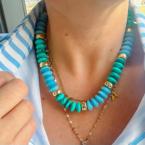 Turquoise Day Dream Beaded Necklace: Turquoise