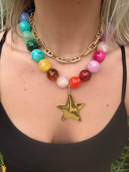 Brookie Chunky Beaded Star Necklace