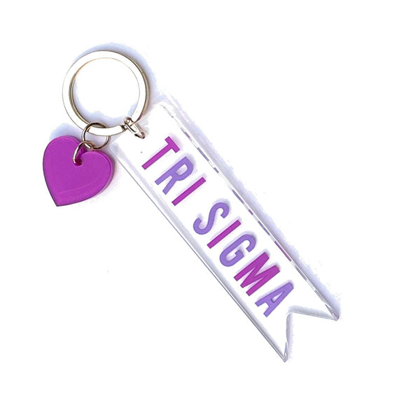 Sorority & Greek Acrylic Heart Keychain: Phi Mu