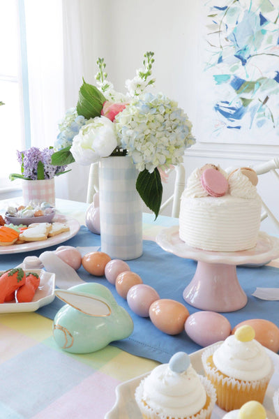 Gingham Column Vase: Sea Glass