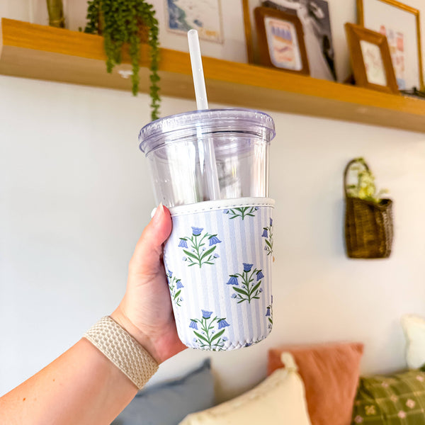 Bellflowers and Stripes | Iced Coffee Sleeve : Medium