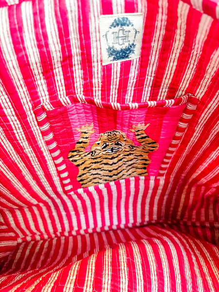 Pink Eye of The Tiger | Large Quilted Tote Bag  