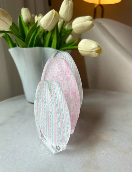 Pink Acrylic Egg Trio: Small