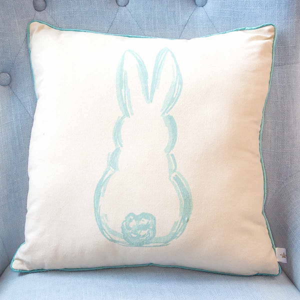 Lily Belle Bunny Pillow   Soft White/Blue   18x18