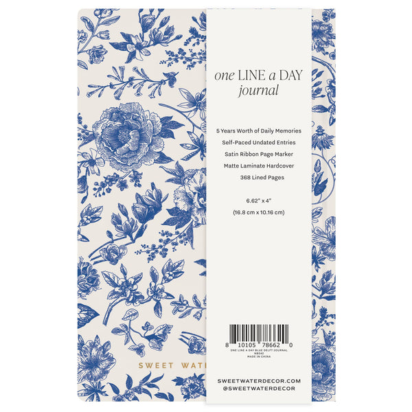 Blue Delft One Line A Day Fabric Journal - Stationery