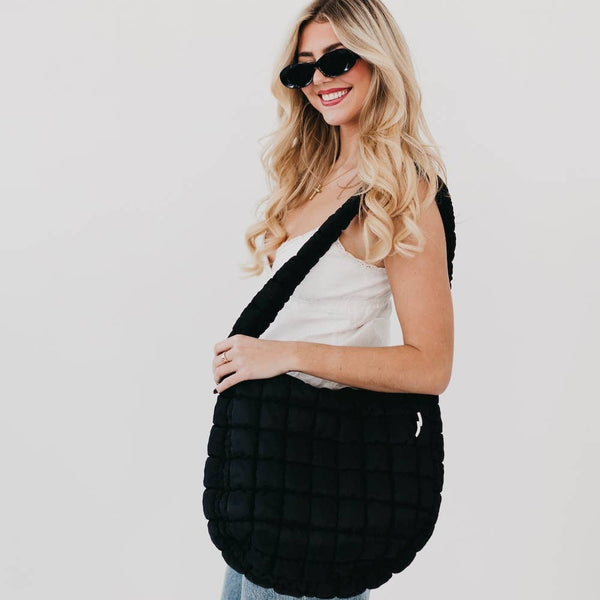 Carmen Quilted Hobo Tote Bag: Emerald
