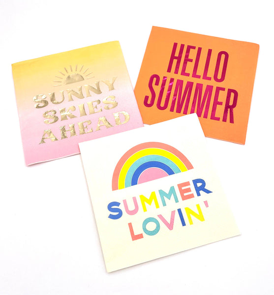 Cocktail Napkins | Hello Summer Orange- Foil - 20ct