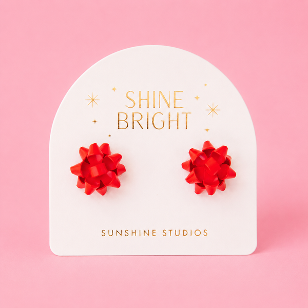 Holiday Bow Earrings Red