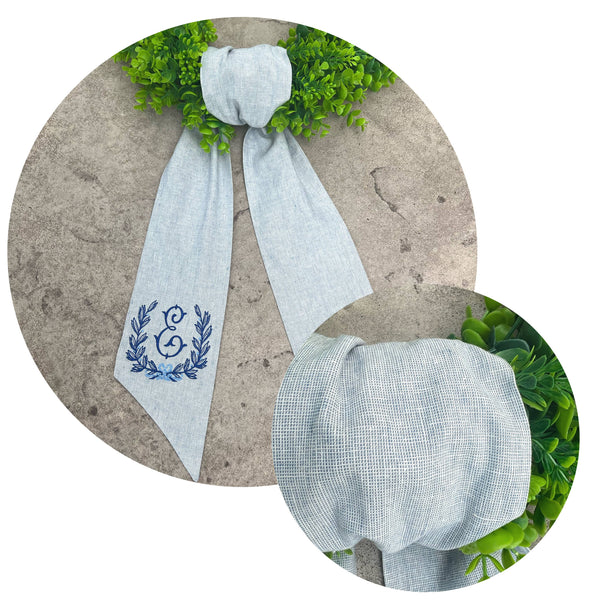Yarn Dyed Homespun Linen Sash: Chambray / 44 Inch