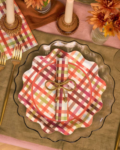 Fall Plaid Paper Napkins - 25 pcs; Thanksgiving decor, 6x4