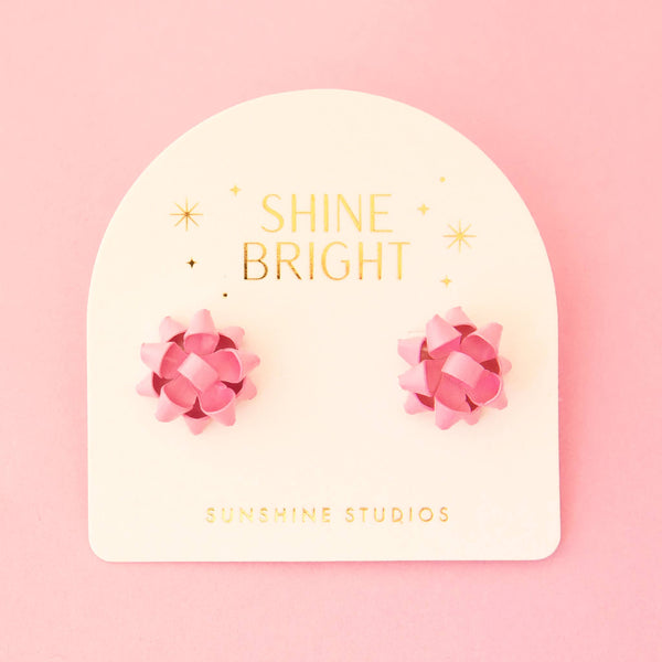 Holiday Bow Earrings | Single | Pink