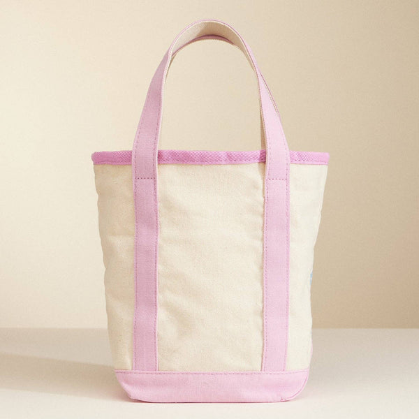 Canvas Tote Bag with Seashell Print: Light Blue