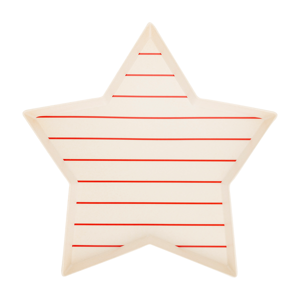 Hamptons Star Shaped Red Stripe Reusable Bamboo Tray
