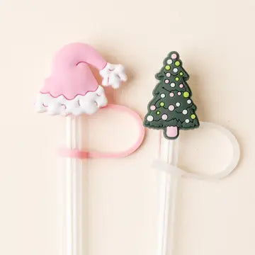 Santa hat and Tree Straw Topper Set