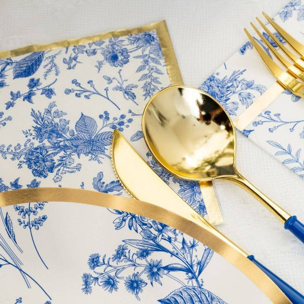 14x8" Acacia Board w/ Handle Gold Spreader, Timeless Napkin