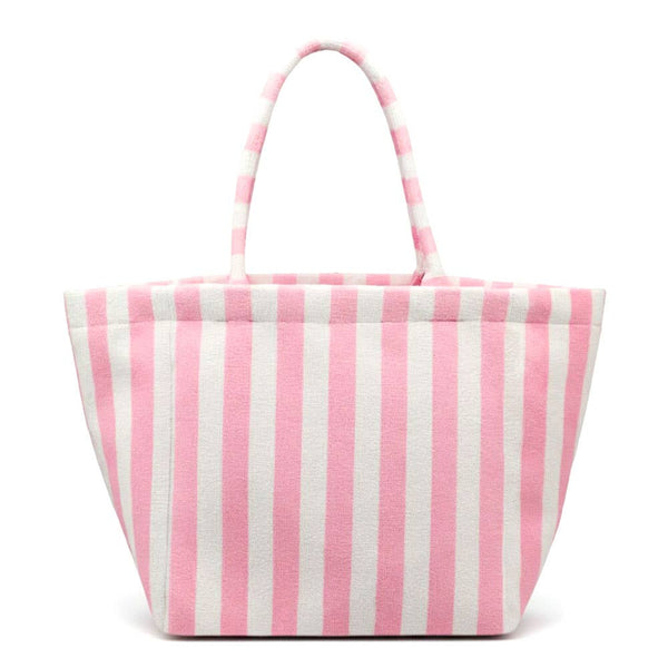 Striped Terry Tote Bag: Pink