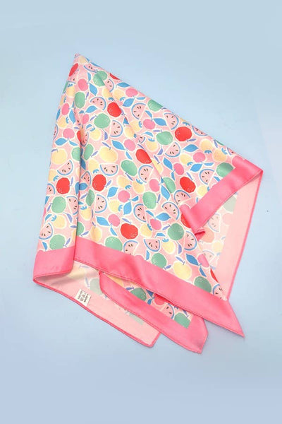 FRUIT PRINT SILKY FEEL BANDANA SCARF