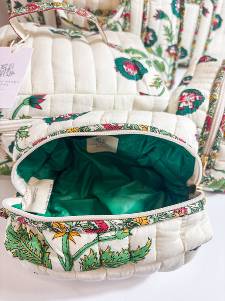 Block Print Quilted Cosmetic Bags | Set of 3 | Camilla Luxe