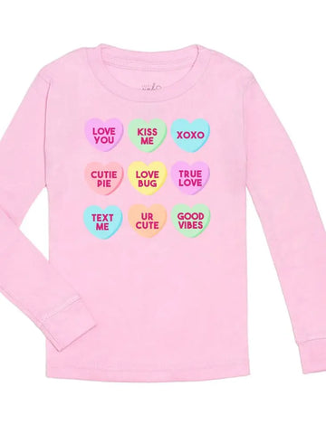 Pink Candy Hearts Valentine's Day Long Sleeve Shirt - Kids