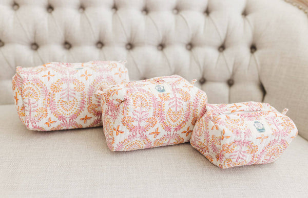 Dahlia | Quilted Cosmetic Bags-set of 3