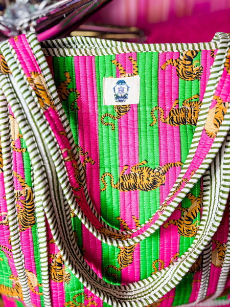 Melondrop Tiger | Large Quilted Tote Bag