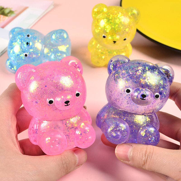 Cartoon Sequin Bear Squishy Toy
