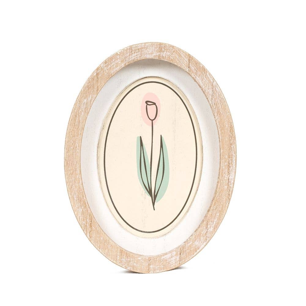 35012 - 6x8 oval wood frame sign TULIP Easter Spring decor