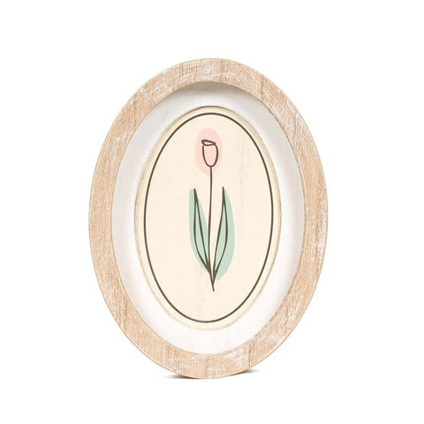 35012 - 6x8 oval wood frame sign TULIP Easter Spring decor