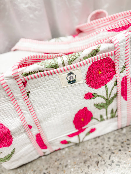 Pink Mughal | Large Quilted Duffel Bag