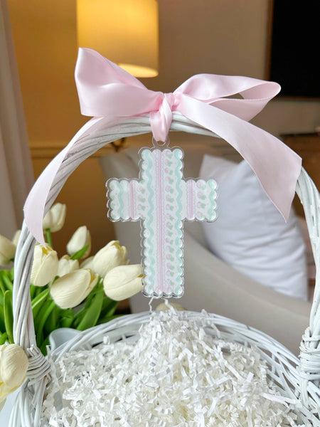 Scalloped Cross Acrylic Charm