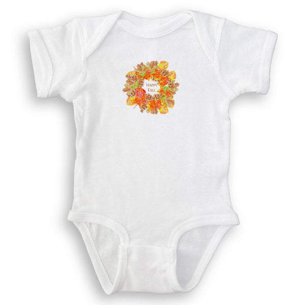 Fall Leaf Wreath with Happy Fall: Dishtowel / -