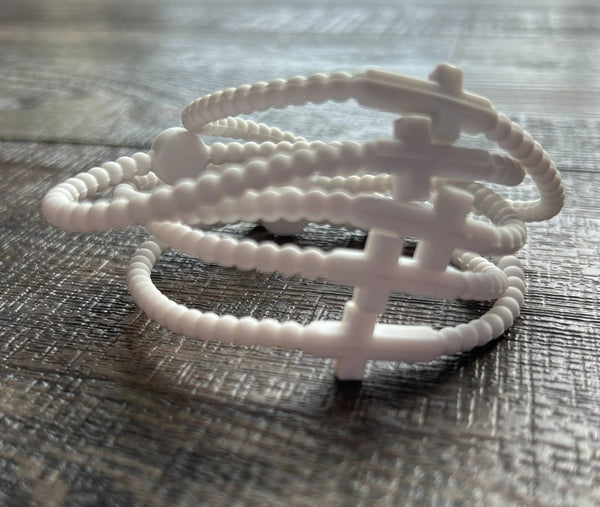 Silicone Cross Bracelet White