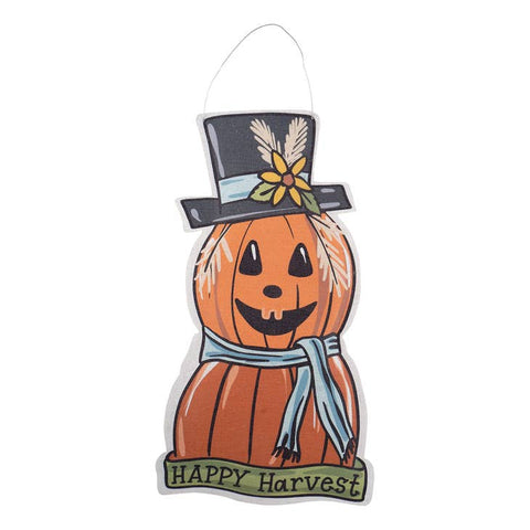 Pumpkins Happy Harvest/Snowman Oh What Fun Burlap Doorhanger