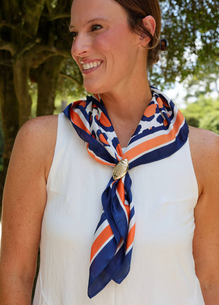 Meredith Spotted Scarf Medium Navy Orange: Default