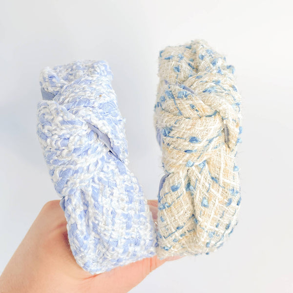Coastal Blue Tweed Padded Knot Headband: Assorted