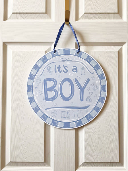 It's A Boy Round Door Hanger
