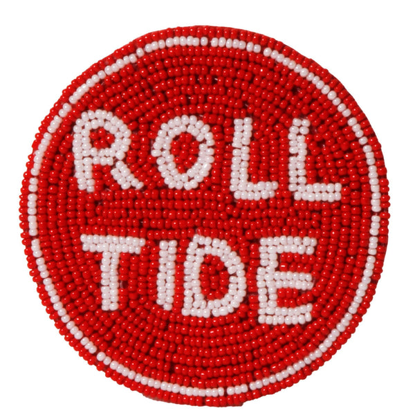 Alabama Roll Tide Beaded Button in Crimson and White by Desden