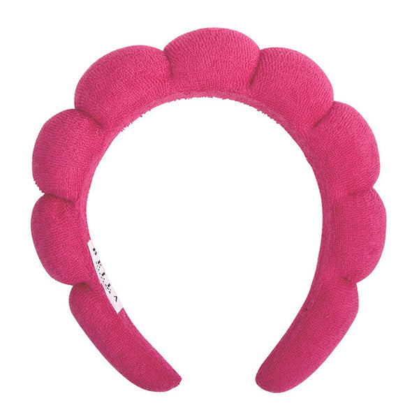 Plush Spa Headband - Hot Pink: Velvet, Sponge, Plastic / One Size Fits Most