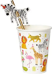 Party Animal Cups with Straws