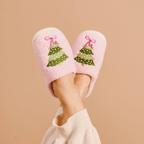 Fuzzy Slippers - Twinkling Trees: S/M (Women's 5 -7.5)