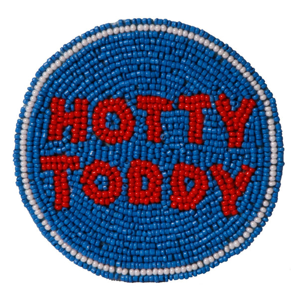 Ole' Miss Rebels Hotty Toddy Beaded Button in Sky and Red