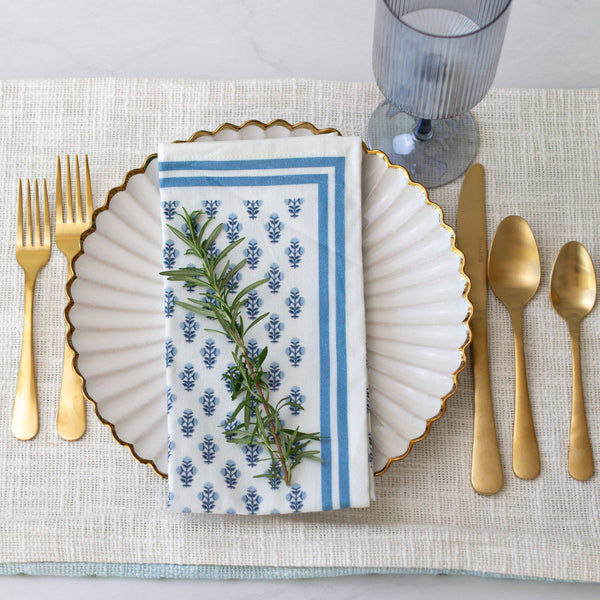 Celeste Blue Handcrafted Block Print Napkins - Set of 4