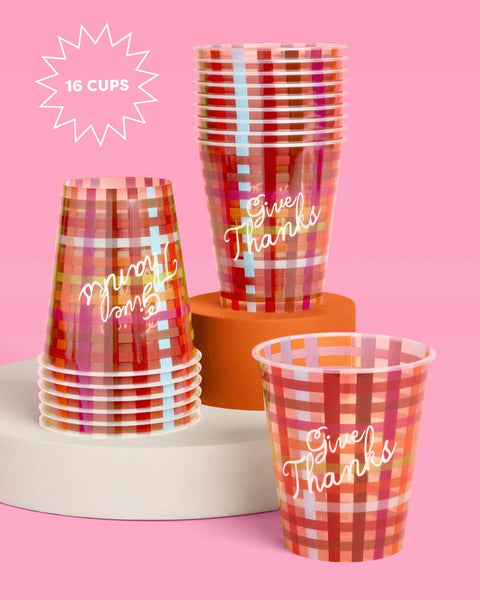 Give Thanks Plaid Cups | thanksgiving, fall, drinkware