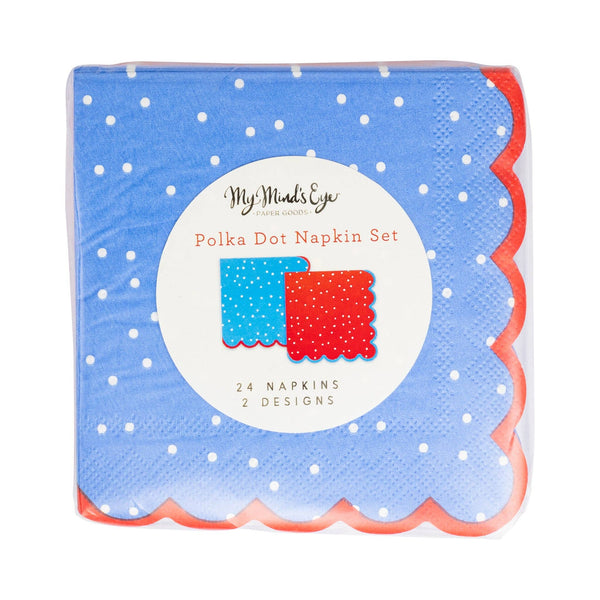 Americana Polka Dot Cocktail Napkin Set