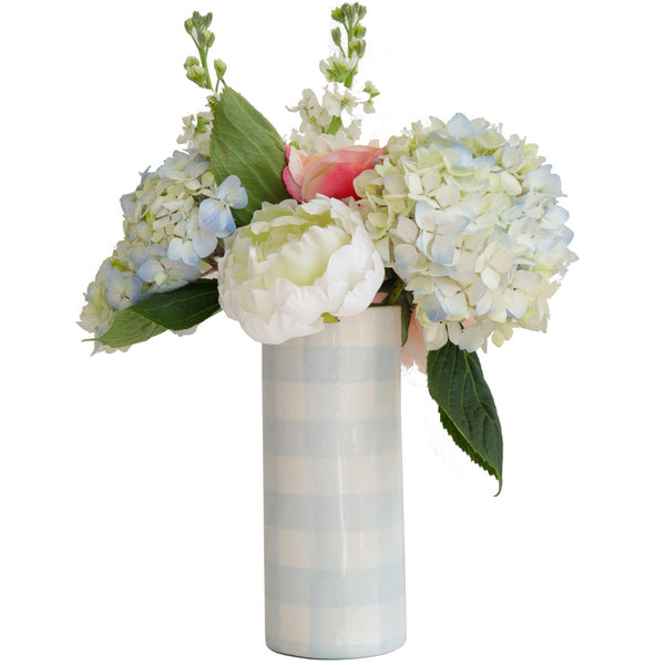 Gingham Column Vase: Sea Glass