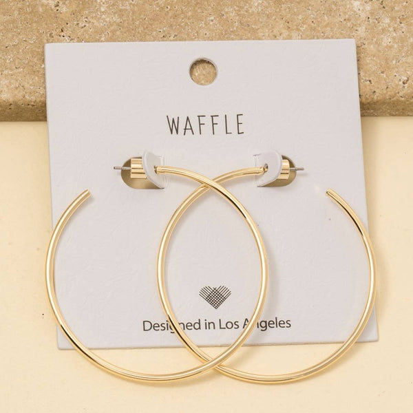 Large Metallic Tube Hoop Earrings: GOLD